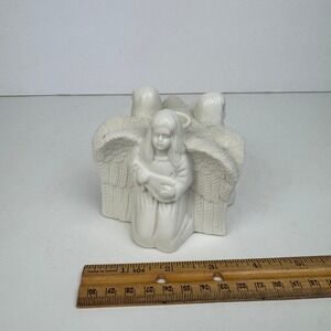 Vtg‎ 1997 Hermitage Pottery White Fine Jade Angel Candle Holder Collection READ